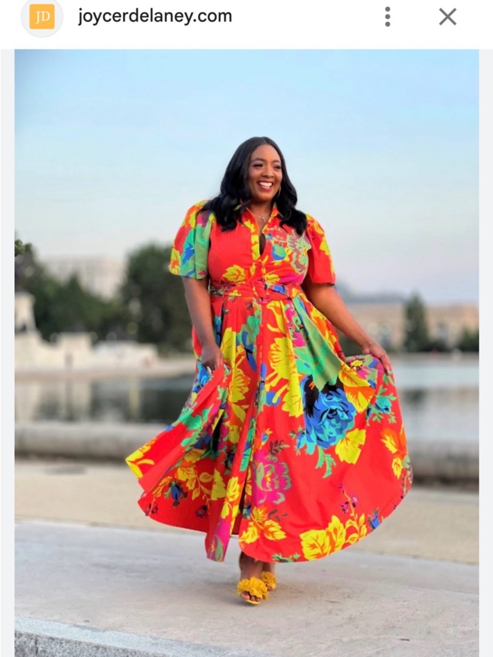 Christopher John Rogers x Target Red Floral Print Midi Shirt Dress - Picture 7 of 7